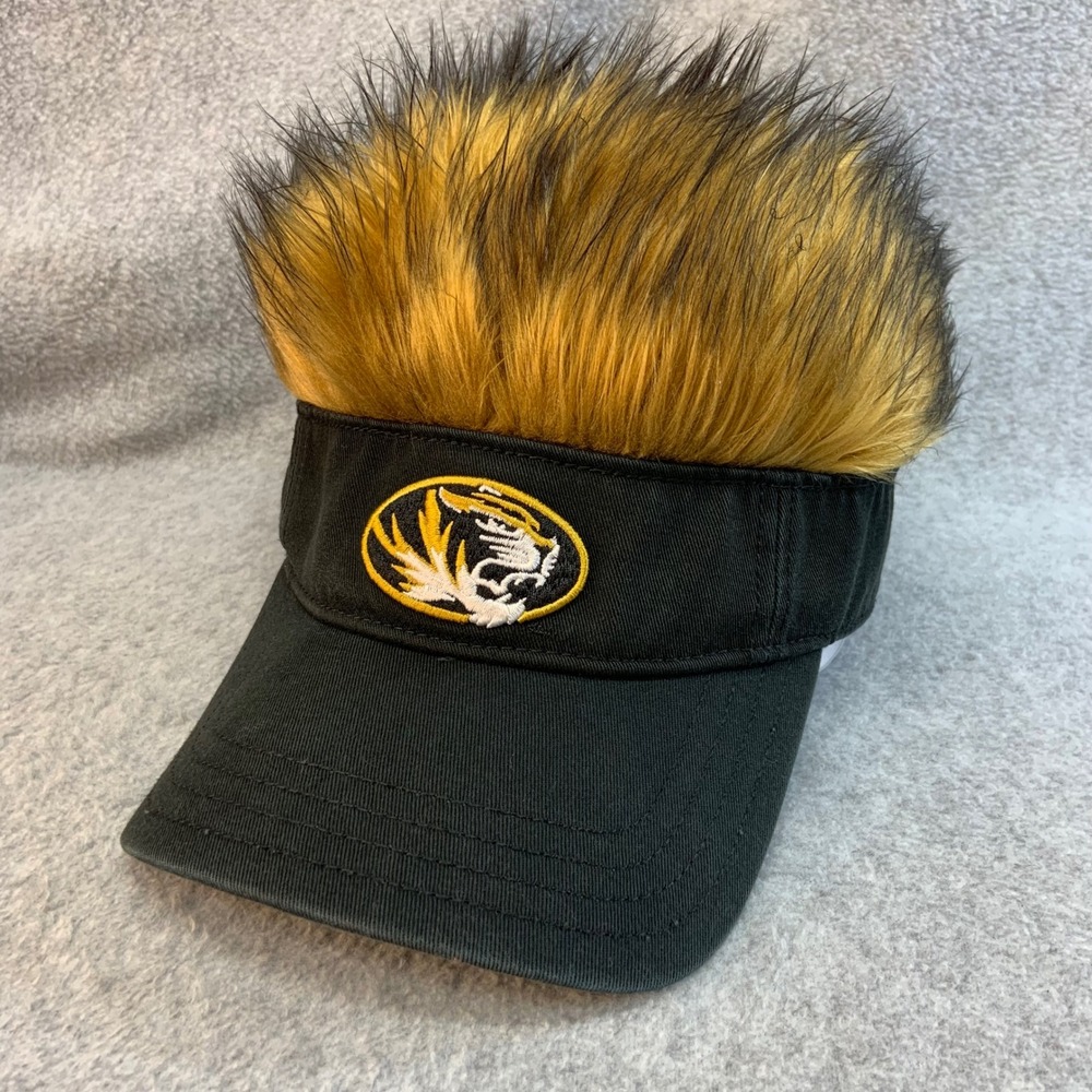 Missouri Tigers Mizzou Mens Black Fan Favorite Faux Fur Hair Visor OSFA